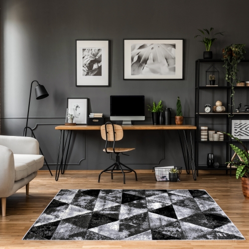 Dywan Geometryczny 60x110 cm Nowoczesny Szary Do Salonu GRAFICA Triangles