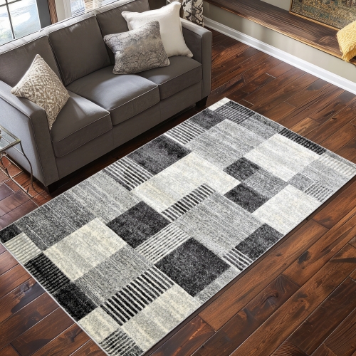 Dywan Geometryczny 60x110 Nowoczesny Szary Do Salonu ROMANTIC 58351-18411