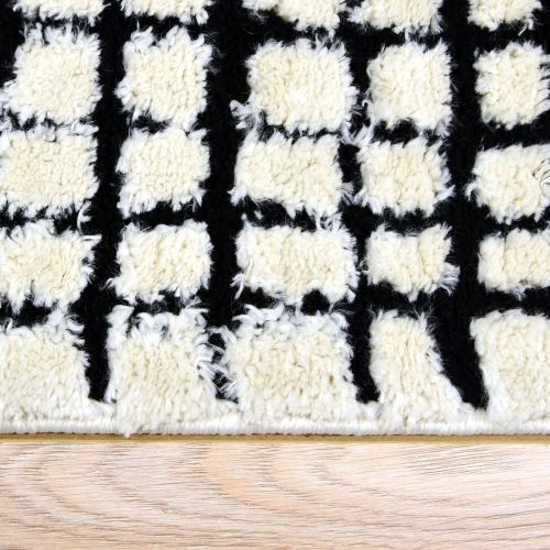 Dywan z frędzlami 60x110 cm Boho Kremowy Do Salonu SIENA 7491B bone/black
