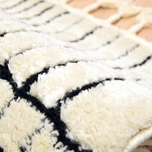 Dywan z frędzlami 60x110 cm Boho Kremowy Do Salonu SIENA 7491B bone/black