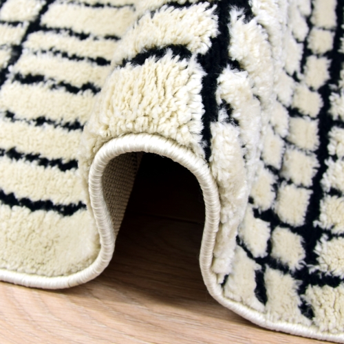 Dywan z frędzlami 60x110 cm Boho Kremowy Do Salonu SIENA 7491B bone/black