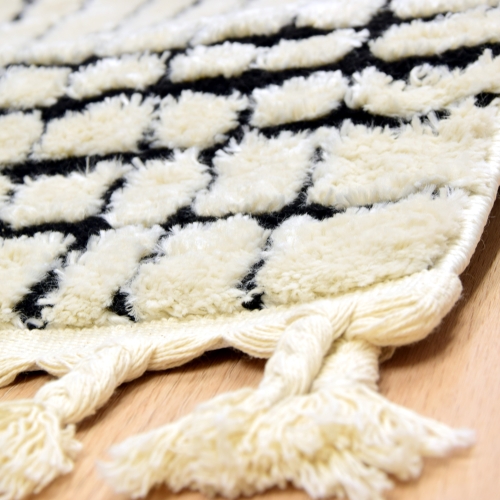 Dywan z frędzlami 60x110 cm Boho Kremowy Do Salonu SIENA 7491B bone/black