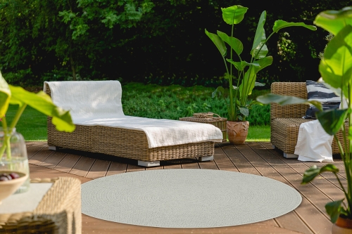 Dywan Okrągły 140x140 cm Sznurkowy Szary Do Ogrodu LANA 205607 10030 Natural O