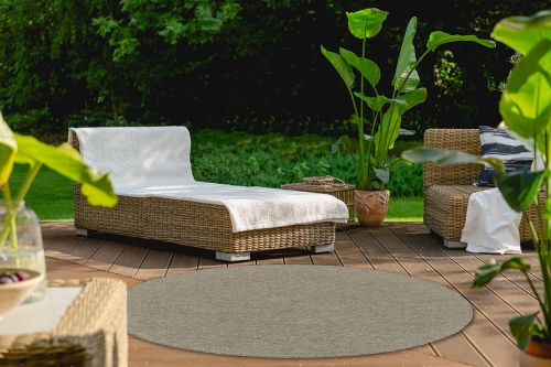 Dywan Okrągły 140x140 cm Sznurkowy Beżowy Do Ogrodu LANA 205607 10610 Linen O