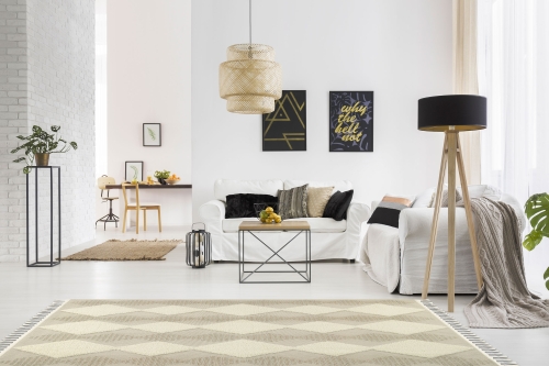 Dywan z frędzlami 140x200 cm Boho Loft Beżowy Do Salonu BOHO DT51A white/l.beige            
