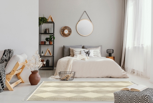Dywan z frędzlami 140x200 cm Boho Loft Beżowy Do Salonu BOHO DT51A white/l.beige            