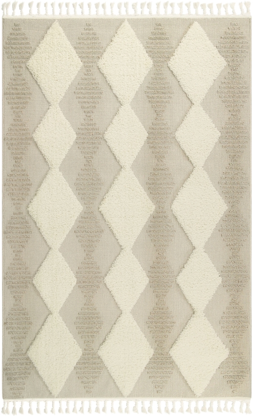 Dywan z frędzlami 140x200 cm Boho Loft Beżowy Do Salonu BOHO DT51A white/l.beige