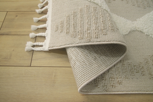 Dywan z frędzlami 140x200 cm Boho Loft Beżowy Do Salonu BOHO DT51A white/l.beige            