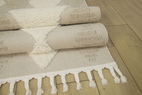 Dywan z frędzlami 140x200 cm Boho Loft Beżowy Do Salonu BOHO DT51A white/l.beige            