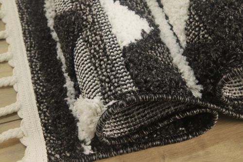 Dywan z frędzlami 160x230 cm Boho Loft Czarny Do Salonu BOHO DZ62A white/black