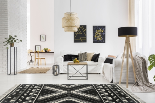 Dywan z frędzlami 160x230 cm Boho Loft Czarny Do Salonu BOHO DZ62A white/black