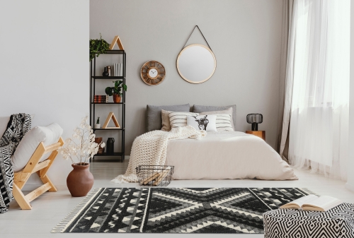 Dywan z frędzlami 160x230 cm Boho Loft Czarny Do Salonu BOHO DZ62A white/black