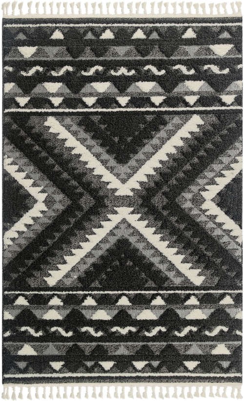 Dywan z frędzlami 160x230 cm Boho Loft Czarny Do Salonu BOHO DZ62A white/black
