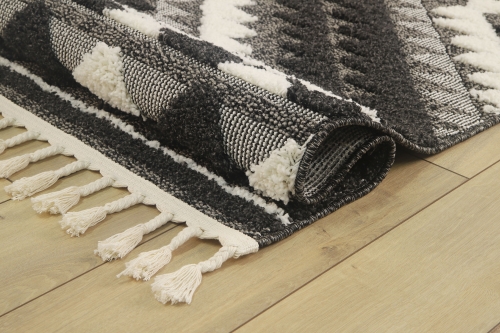 Dywan z frędzlami 160x230 cm Boho Loft Czarny Do Salonu BOHO DZ62A white/black