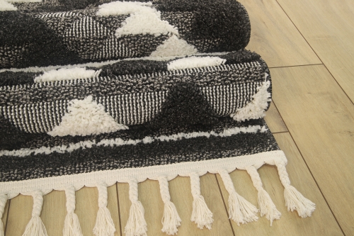 Dywan z frędzlami 160x230 cm Boho Loft Czarny Do Salonu BOHO DZ62A white/black