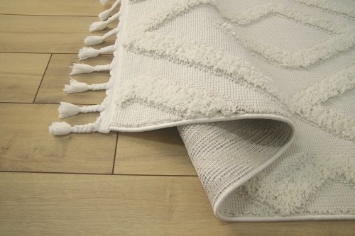 Dywan z frędzlami 160x230 cm Boho Loft Biały Do Salonu BOHO DZ99A white/white
