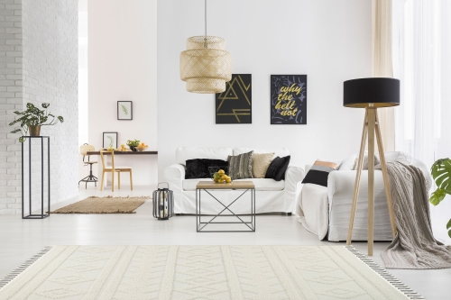 Dywan z frędzlami 160x230 cm Boho Loft Biały Do Salonu BOHO EC93A white/white