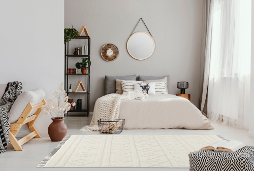 Dywan z frędzlami 160x230 cm Boho Loft Biały Do Salonu BOHO EC93A white/white