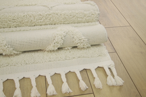 Dywan z frędzlami 160x230 cm Boho Loft Biały Do Salonu BOHO EC93A white/white