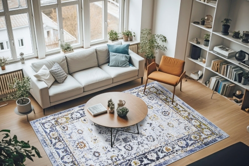 Dywan Klasyczny 160x230 cm Orientalny Szary Do Salonu LAILA 2194A l.beige/ l.blue