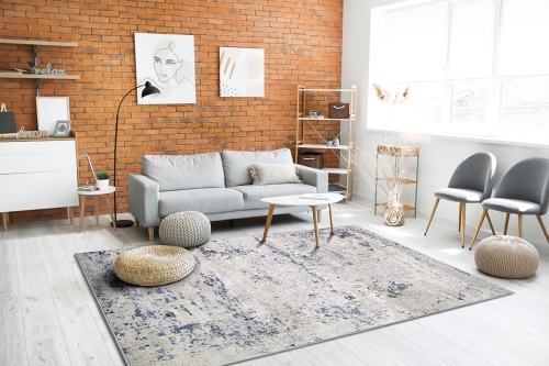 Dywan Abstrakcyjny 80x150 cm Nowoczesny Szary Do Salonu LAILA 2229A l.blue/ l.grey coken