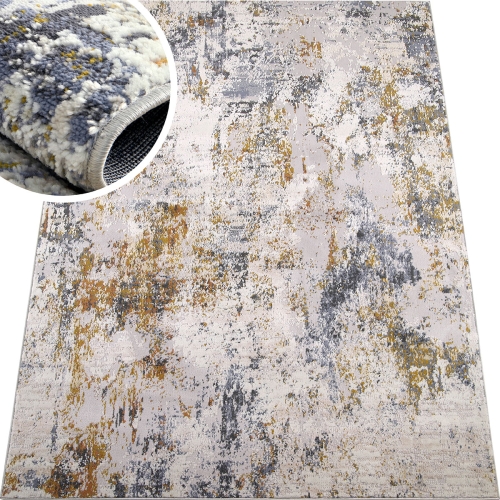 Dywan Abstrakcyjny 60x110 cm Nowoczesny Beżowy Do Salonu LAILA 2233A l.blue/ ivory