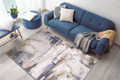 Dywan Abstrakcyjny 60x110 cm Nowoczesny Szary Do Salonu LAILA 2272A ivory/ l.grey coken