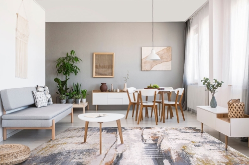 Dywan Abstrakcyjny 60x110 cm Nowoczesny Szary Do Salonu LAILA 2272A ivory/ l.grey coken