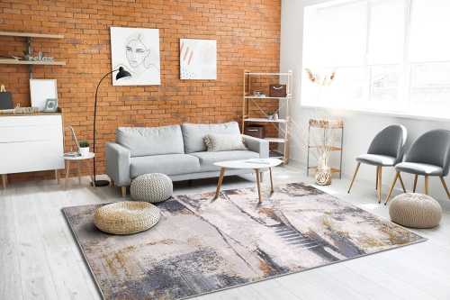 Dywan Abstrakcyjny 60x110 cm Nowoczesny Szary Do Salonu LAILA 2272A ivory/ l.grey coken