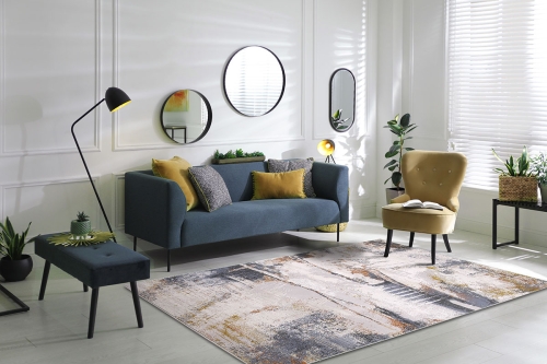 Dywan Abstrakcyjny 60x110 cm Nowoczesny Szary Do Salonu LAILA 2272A ivory/ l.grey coken