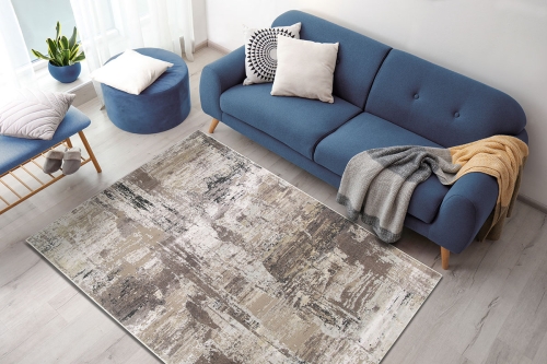 Dywan Abstrakcyjny 60x110 cm Nowoczesny Beżowy Do Salonu LAILA 2498A d.beige coken/d.beige 