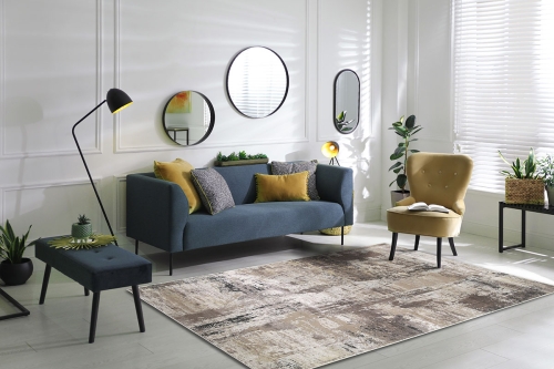 Dywan Abstrakcyjny 60x110 cm Nowoczesny Beżowy Do Salonu LAILA 2498A d.beige coken/d.beige 