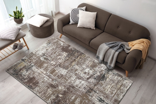 Dywan Abstrakcyjny 40x60 cm Nowoczesny Beżowy Do Salonu LAILA 2498D d.beige coken/d.beige