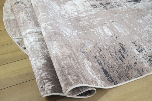 Dywan Owalny 120x170 cm Nowoczesny Beżowy Do Salonu LAILA 2498A d.beige coken/d.beige owal