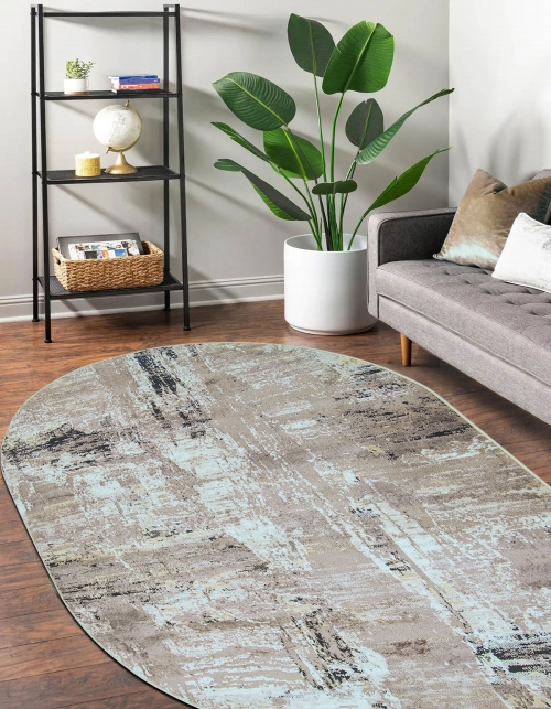 Dywan Owalny 120x170 cm Nowoczesny Beżowy Do Salonu LAILA 2498A d.beige coken/d.beige owal