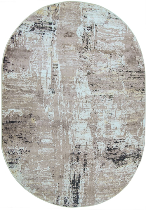 Dywan Owalny 120x170 cm Nowoczesny Beżowy Do Salonu LAILA 2498A d.beige coken/d.beige owal