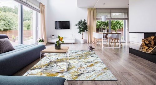 Dywan Abstrakcyjny 120x170 cm Nowoczesny Żółty Do Salonu LAILA AA984B d.yellow/d.coppern
