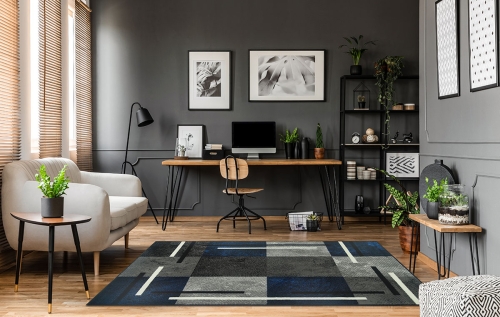 Dywan Geometryczny 120x170 cm Nowoczesny Granatowy Do Salonu VENEZIA 703132 94945 black jeans