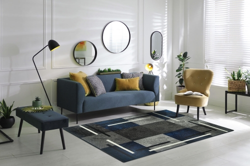 Dywan Geometryczny 120x170 cm Nowoczesny Granatowy Do Salonu VENEZIA 703132 94945 black jeans