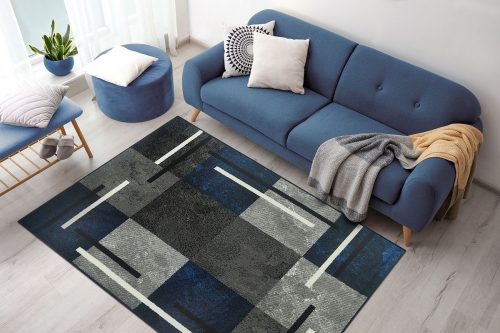 Dywan Geometryczny 120x170 cm Nowoczesny Granatowy Do Salonu VENEZIA 703132 94945 black jeans