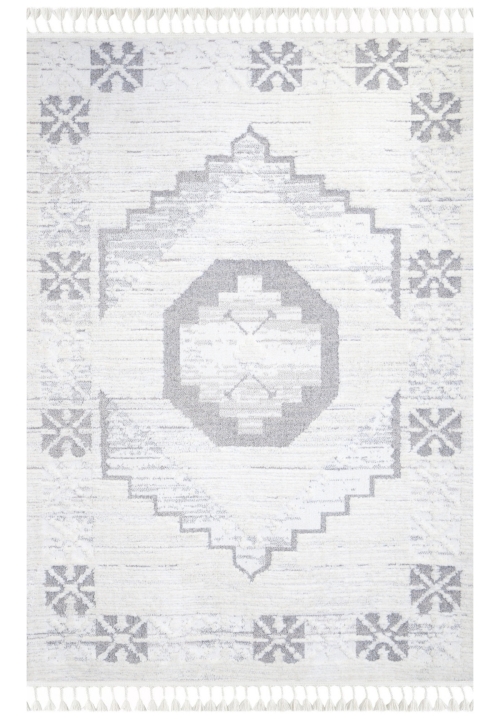 Dywan z frędzlami 140x200 cm Boho Biały Do Salonu AREZZO V762B white/grey