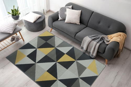 Dywan Geometryczny 120x170 cm Nowoczesny Żółty Do Salonu VENEZIA 703864 89915 grey mustard