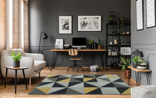 Dywan Geometryczny 120x170 cm Nowoczesny Żółty Do Salonu VENEZIA 703864 89915 grey mustard