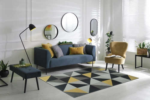 Dywan Geometryczny 120x170 cm Nowoczesny Żółty Do Salonu VENEZIA 703864 89915 grey mustard