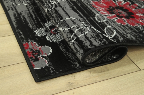 Dywan w Kwiaty 120x170 cm Nowoczesny Czarny Do Salonu VENEZIA 704385 51945 black red
