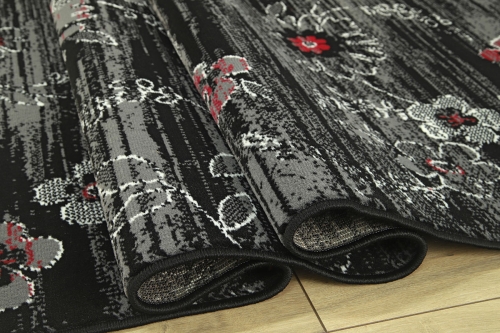 Dywan w Kwiaty 120x170 cm Nowoczesny Czarny Do Salonu VENEZIA 704385 51945 black red