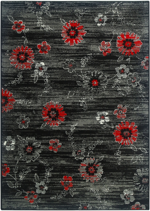 Dywan w Kwiaty 120x170 cm Nowoczesny Czarny Do Salonu VENEZIA 704385 51945 black red