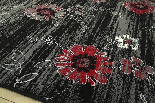 Dywan w Kwiaty 120x170 cm Nowoczesny Czarny Do Salonu VENEZIA 704385 51945 black red