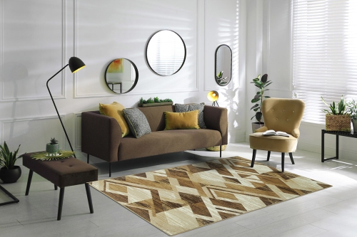 Dywan Geometryczny 80x150 cm Nowoczesny Brązowy Do Salonu VENEZIA 704386 50922 berber