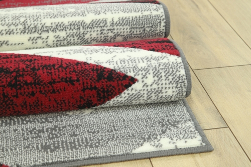 Dywan Geometryczny 80x150 cm Nowoczesny Czerwony Do Salonu VENEZIA 704386 51915 grey red
